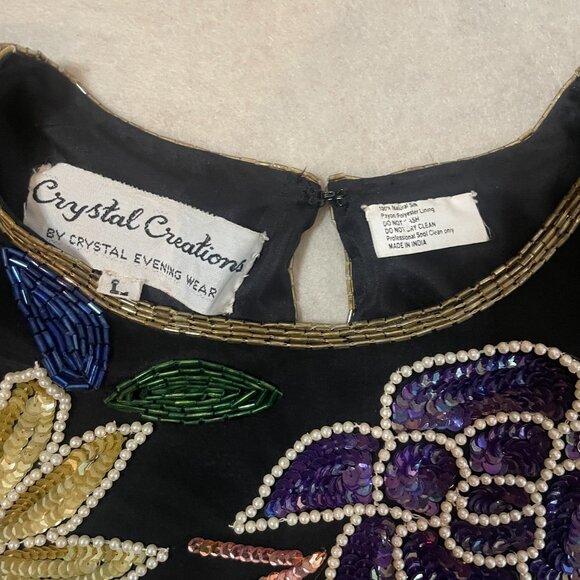 Vintage Crystal Creations floral sequined and beaded silk shirt - Picture 4 of 8